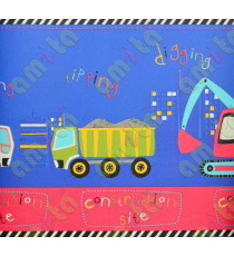 Blue white red cement mixer bulldozer kids boarder home décor wallpaper